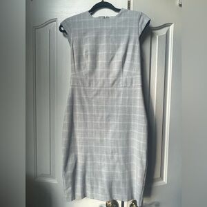 Ann Taylor Light Gray Plaid Sheath Dress